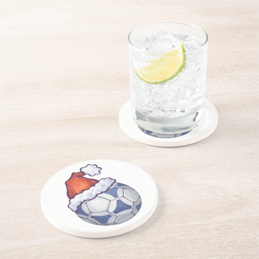 青と白のフェスティバルサッカーボールを緑 コースター (側面)