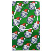 青と白のフェスティバルサッカーボールを緑 スモールペーパーバッグ (裏面)