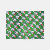 青と白のフェスティバルサッカーボールを緑 フリースブランケット (正面(横))