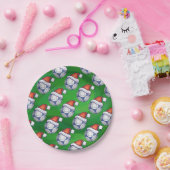 青と白のフェスティバルサッカーボールを緑 ペーパープレート (パーティー)