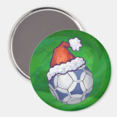 青と白のフェスティバルサッカーボールを緑 マグネット (正面/裏面)