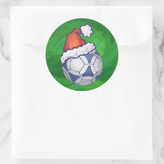 青と白のフェスティバルサッカーボールを緑 ラウンドシール (バッグ)