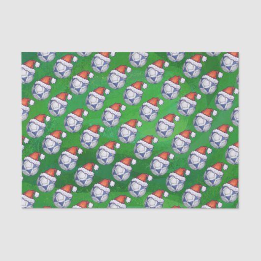 青と白のフェスティバルサッカーボールを緑 薄葉紙 (正面)