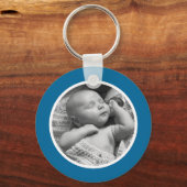 青と白のフォトキーチェーン キーホルダー (正面)