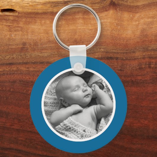 青と白のフォトキーチェーン キーホルダー (正面)