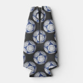 青と白のフットバル模様 ボトルクーラー (裏面)