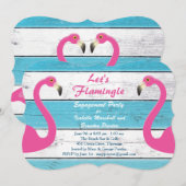 青と白のフラインゴーエンゲージメントパーティー招待状 招待状 (正面/裏面)