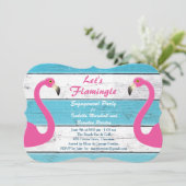 青と白のフラインゴーエンゲージメントパーティー招待状 招待状 (スタンド正面)