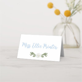 青と白のフラワーチノワセリー プレイスカード