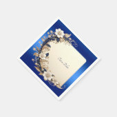 青と白のフラワーモチーフ スタンダードカクテルナプキン (角)