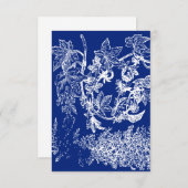 青と白のフローラありがとう サンキューカード (正面/裏面)