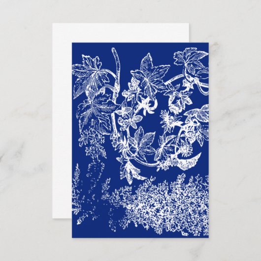 青と白のフローラありがとう サンキューカード (正面/裏面)