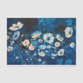 青と白のフローラかわいらしの切り離し右143 薄葉紙 (正面)