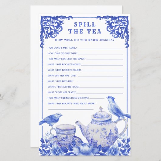 青と白のフローラがシャワーゲームをこぼす (正面/裏面)