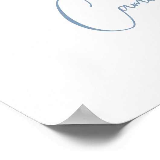 青と白のフローラが私たちの結婚に歓迎 ポスター (角)