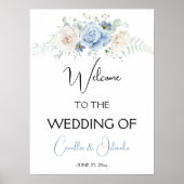 青と白のフローラが私たちの結婚に歓迎 ポスター (正面)