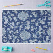 青と白のフローラの分離紙 薄葉紙 (クラフト)