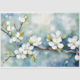 青と白のフローラの切り離しティッシュペーパー 薄葉紙