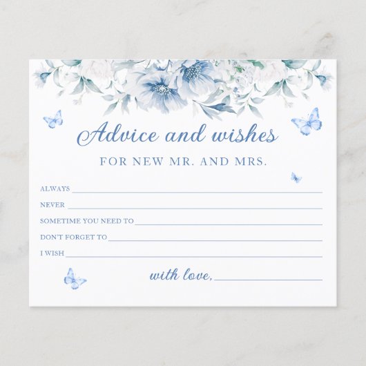 青と白のフローラアドバイスとウィッシュカード (正面)