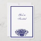 青と白のフローラカスタムパーティの招待状 招待状 (正面)