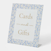 青と白のフローラカードとギフト結婚ズ 台座サイン (正面)