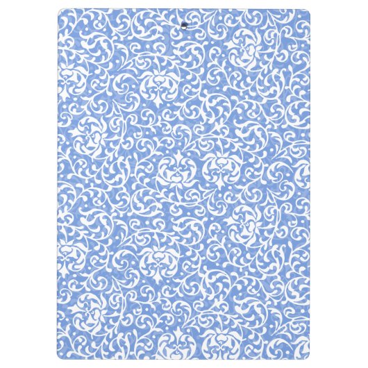 青と白のフローラチューダーダマスクヴィンテージスタイル クリップボード (裏面)