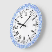 青と白のフローラチューダーダマスクヴィンテージスタイル ラージ壁時計 (傾斜)