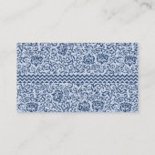 青と白のフローラチューダーダマスクヴィンテージスタイル 名刺 (裏面)