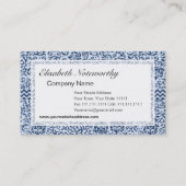 青と白のフローラチューダーダマスクヴィンテージスタイル 名刺 (正面)