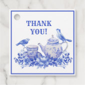 青と白のフローラティーポット |母の日ファボ フェイバータグ (正面)