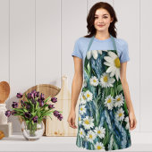 青と白のフローラデイジー エプロン