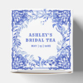 青と白のフローラブライダルシャワー優先ボックス フェイバーボックス (上部)