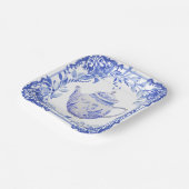 青と白のフローラブライダルシャワー封筒 ペーパープレート (傾斜あり)