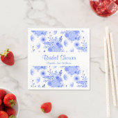 青と白のフローラブライダルシャワー紙ナプキンス スタンダードカクテルナプキン (インサイチュ)