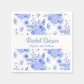 青と白のフローラブライダルシャワー紙ナプキンス スタンダードカクテルナプキン (正面)