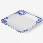 青と白のフローラブライダルシャワー ペーパープレート (傾斜あり)