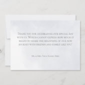 青と白のフローラモダンの結婚サンキューカード サンキューカード (裏面)