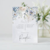 青と白のフローラモダン披露宴 出欠カード (スタンド正面)