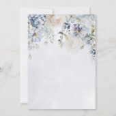 青と白のフローラモダン結婚の 招待状 (裏面)