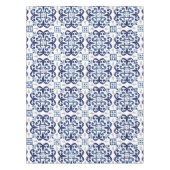 青と白のフローラモロッコタイルパターン テーブルクロス (正面)