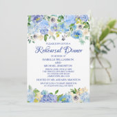 青と白のフローラリハーサルディナー招待状 招待状 (スタンド正面)