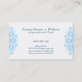 青と白のフローラリバーシブルマンダラ 名刺 (裏面)