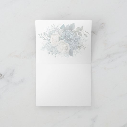 青と白のフローラヴァージンメアリー宗教的 ノートカード (内部)