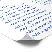 青と白のフローラ中国パターンの座席表 ポスター (角)