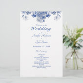 青と白のフローラ中国パターン結婚式 プログラム (スタンド正面)