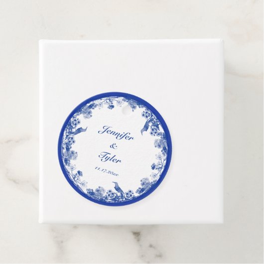 青と白のフローラ中国パターン(鳥付) フェイバータグ (インサイチュ)