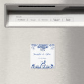 青と白のフローラ中国パターン（鳥付） マグネット (インサイチュ (食洗機))