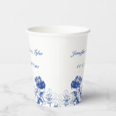 青と白のフローラ中国パターン(鳥付) 紙コップ (右)