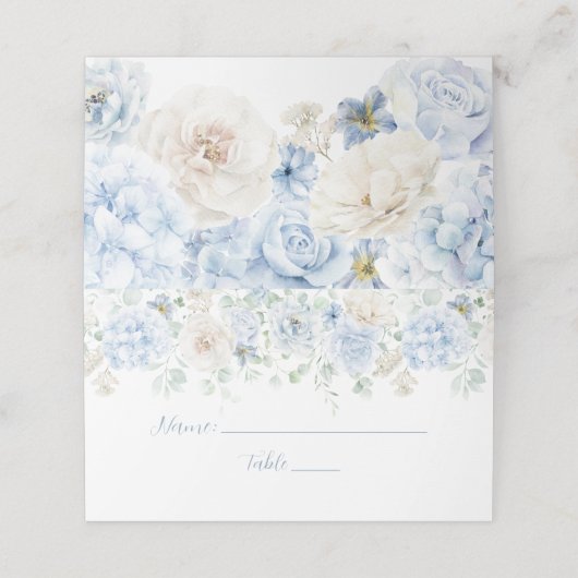 青と白のフローラ座席表 プレイスカード (外部開封)