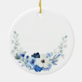 青と白のフローラ新郎セラミックの母 セラミックオーナメント (裏面)